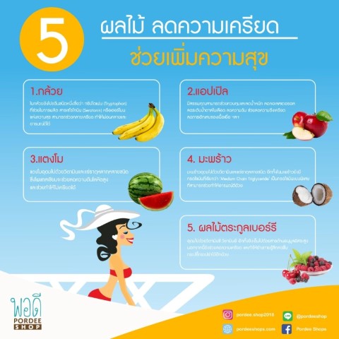 5 ผลไม้ ลดความเครียด ช่วยเพิ่มความสุข